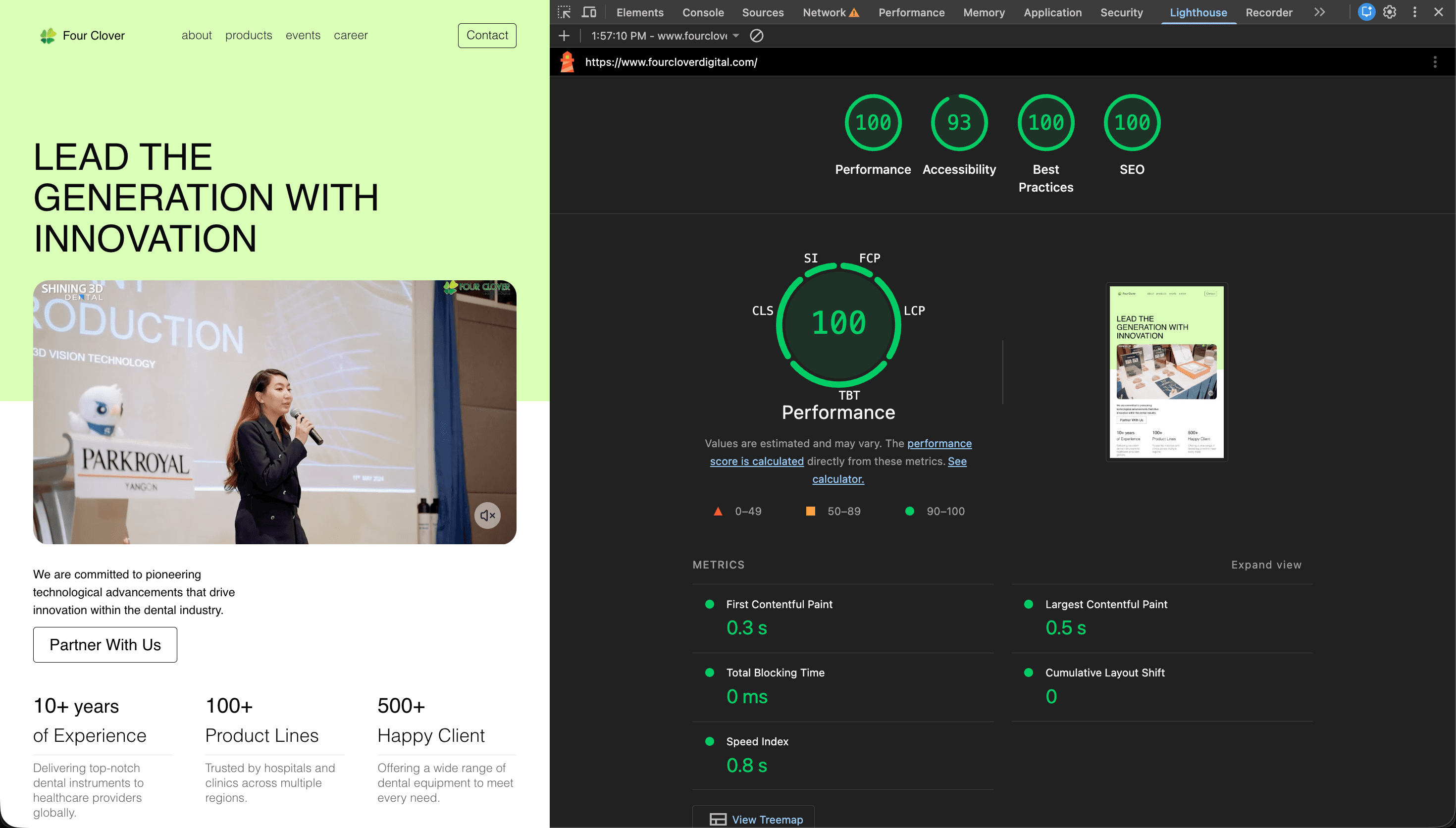 Four Clover Digital Lighthouse report (desktop) screenshot