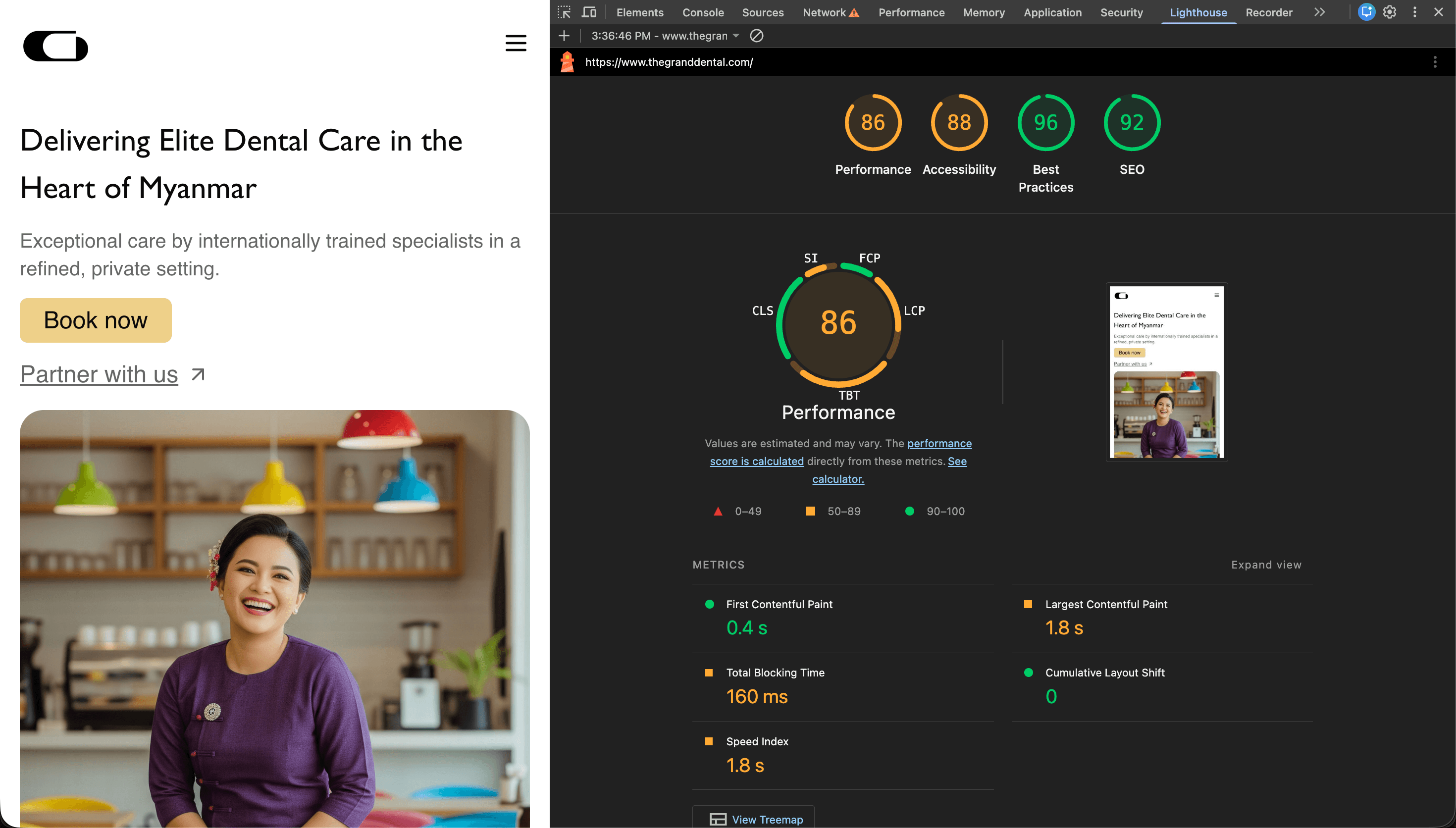 The Grand Dental Lighthouse report screenshot